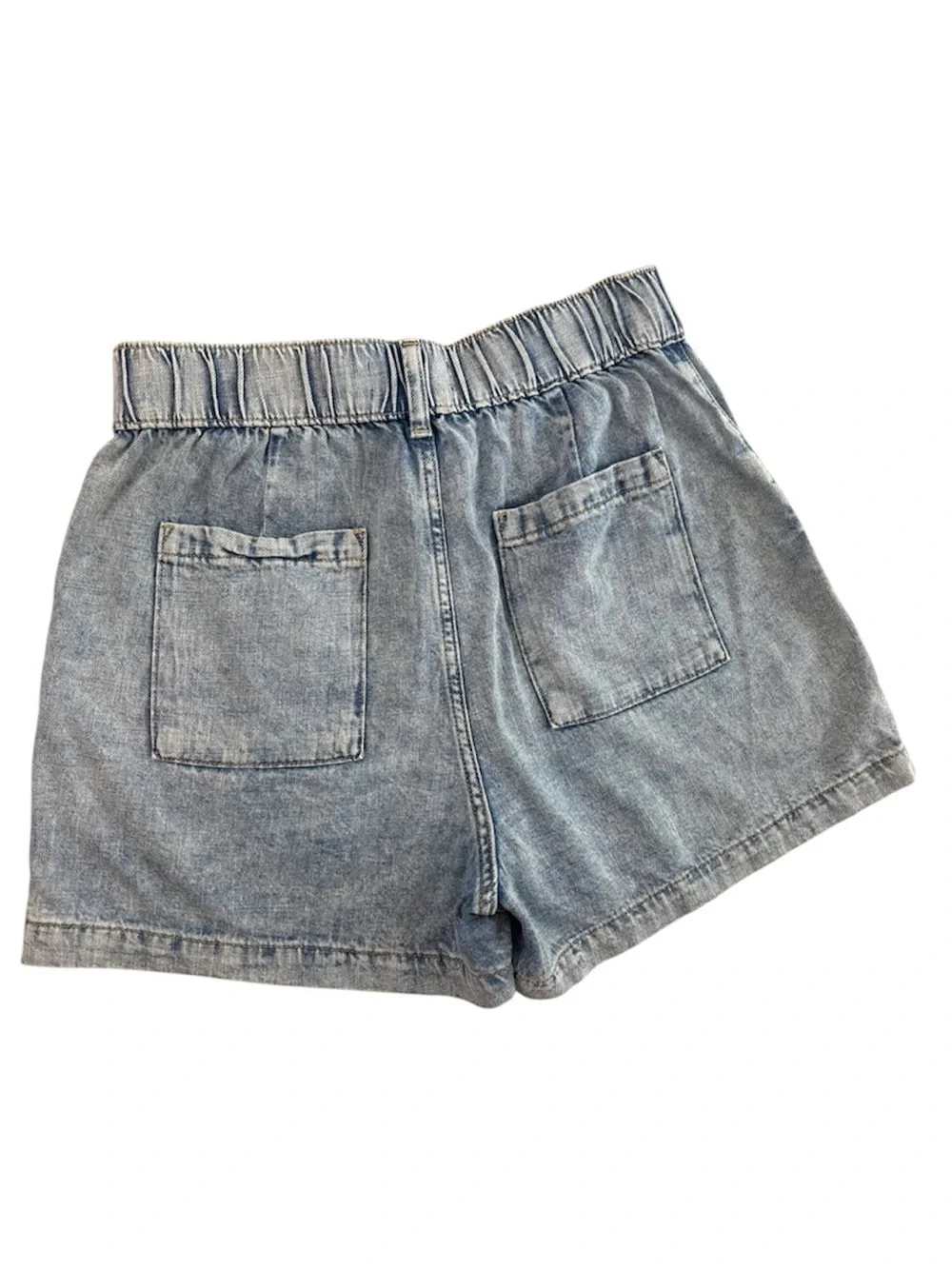 Gap Easy Denim Utility Short Elastic High Rise Front Patch Pockets Acid Wash (M)
